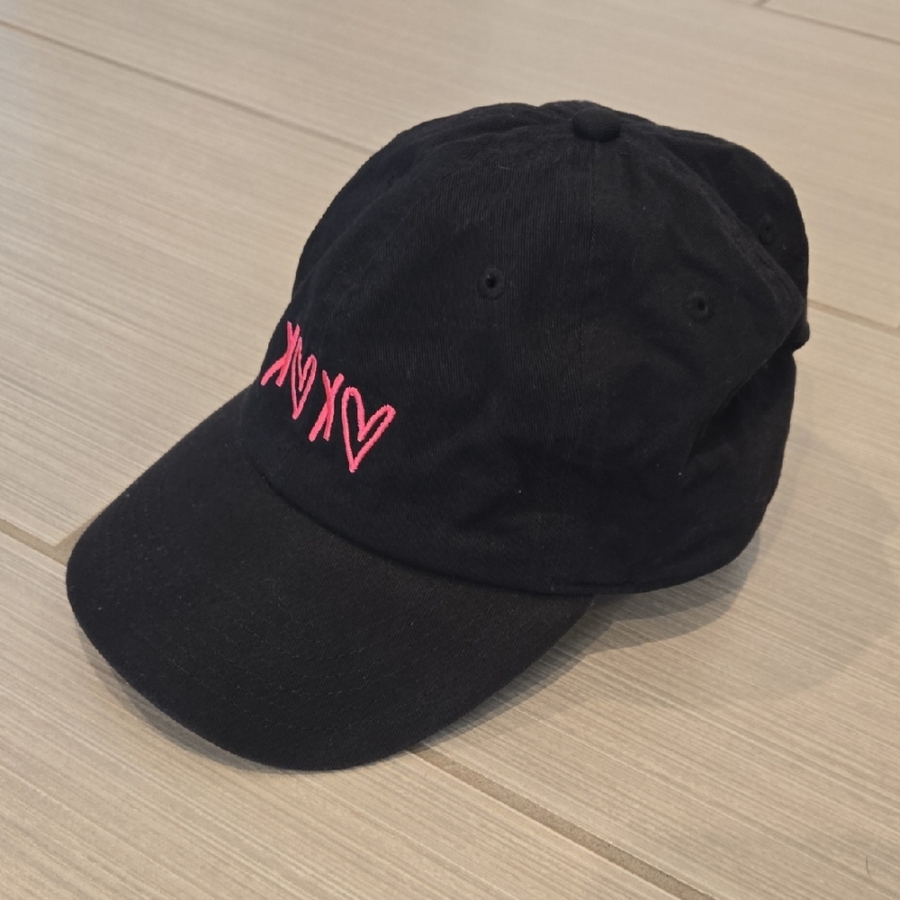 Black Cap with Pink Embroidery